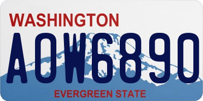 WA license plate AOW6890