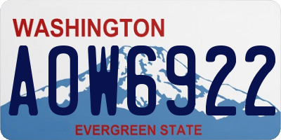 WA license plate AOW6922