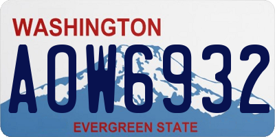 WA license plate AOW6932