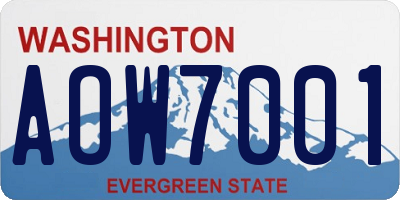 WA license plate AOW7001