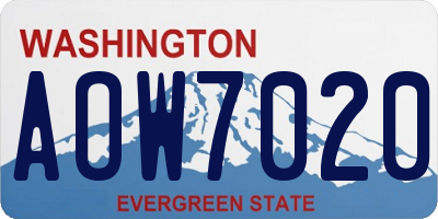 WA license plate AOW7020