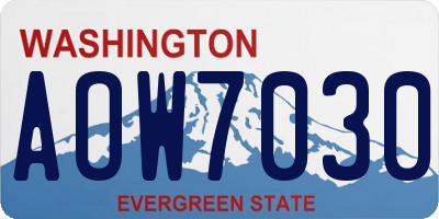 WA license plate AOW7030