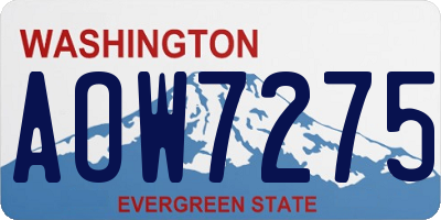 WA license plate AOW7275