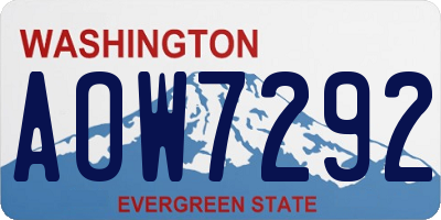 WA license plate AOW7292