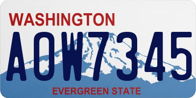 WA license plate AOW7345