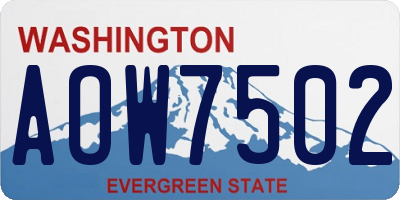 WA license plate AOW7502