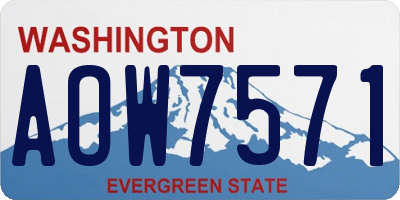 WA license plate AOW7571