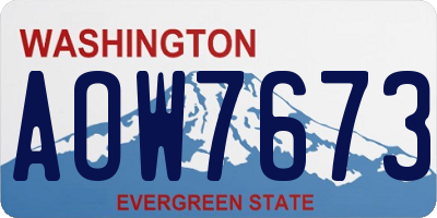 WA license plate AOW7673