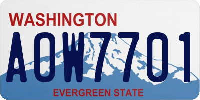 WA license plate AOW7701