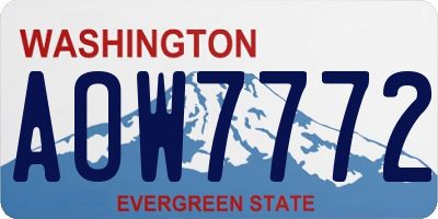 WA license plate AOW7772