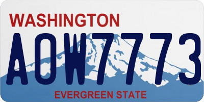 WA license plate AOW7773