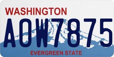 WA license plate AOW7875
