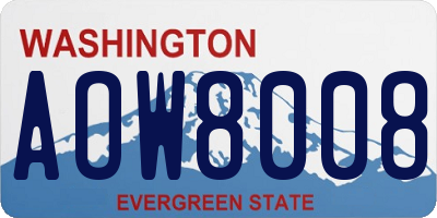 WA license plate AOW8008