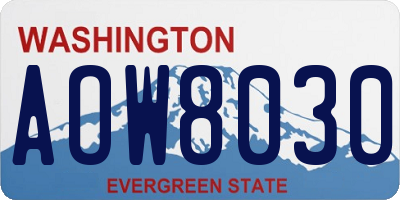 WA license plate AOW8030