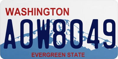 WA license plate AOW8049