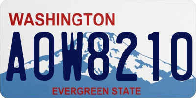 WA license plate AOW8210