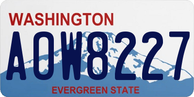 WA license plate AOW8227
