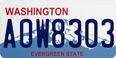 WA license plate AOW8303