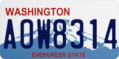 WA license plate AOW8314
