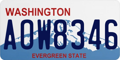 WA license plate AOW8346