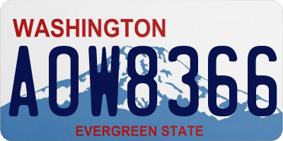 WA license plate AOW8366