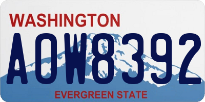 WA license plate AOW8392