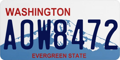 WA license plate AOW8472