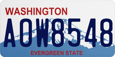 WA license plate AOW8548