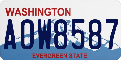 WA license plate AOW8587