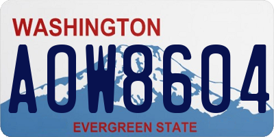 WA license plate AOW8604