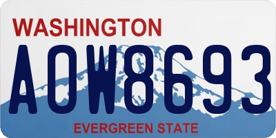 WA license plate AOW8693