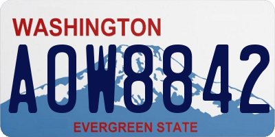 WA license plate AOW8842
