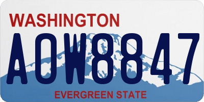WA license plate AOW8847