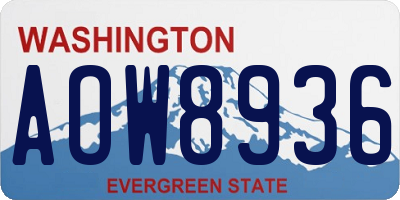 WA license plate AOW8936