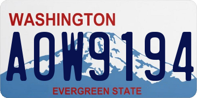 WA license plate AOW9194