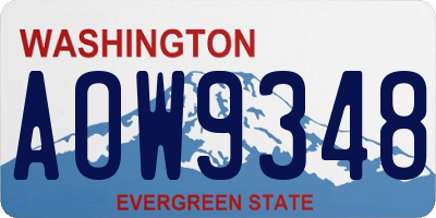 WA license plate AOW9348