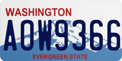 WA license plate AOW9366