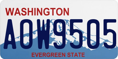 WA license plate AOW9505