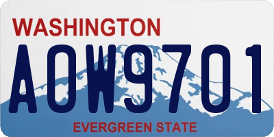 WA license plate AOW9701