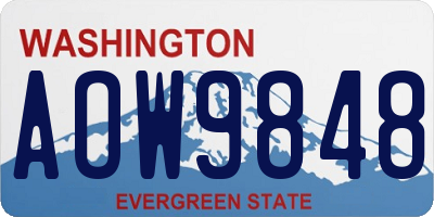 WA license plate AOW9848