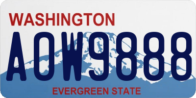 WA license plate AOW9888