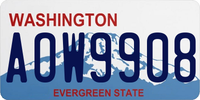 WA license plate AOW9908