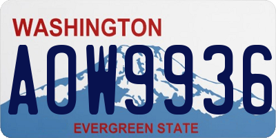 WA license plate AOW9936