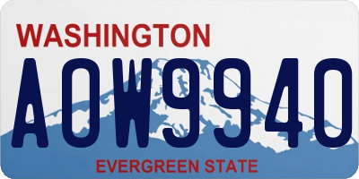 WA license plate AOW9940