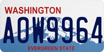 WA license plate AOW9964