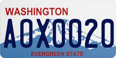 WA license plate AOX0020
