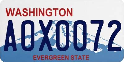 WA license plate AOX0072