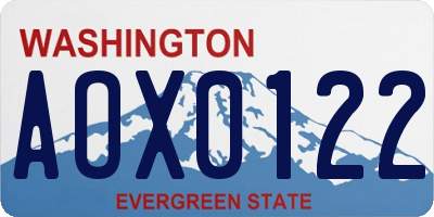 WA license plate AOX0122