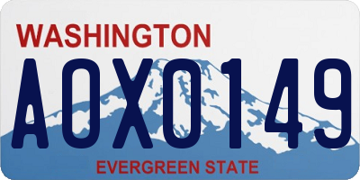 WA license plate AOX0149