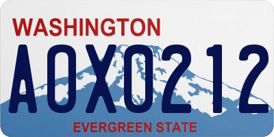 WA license plate AOX0212